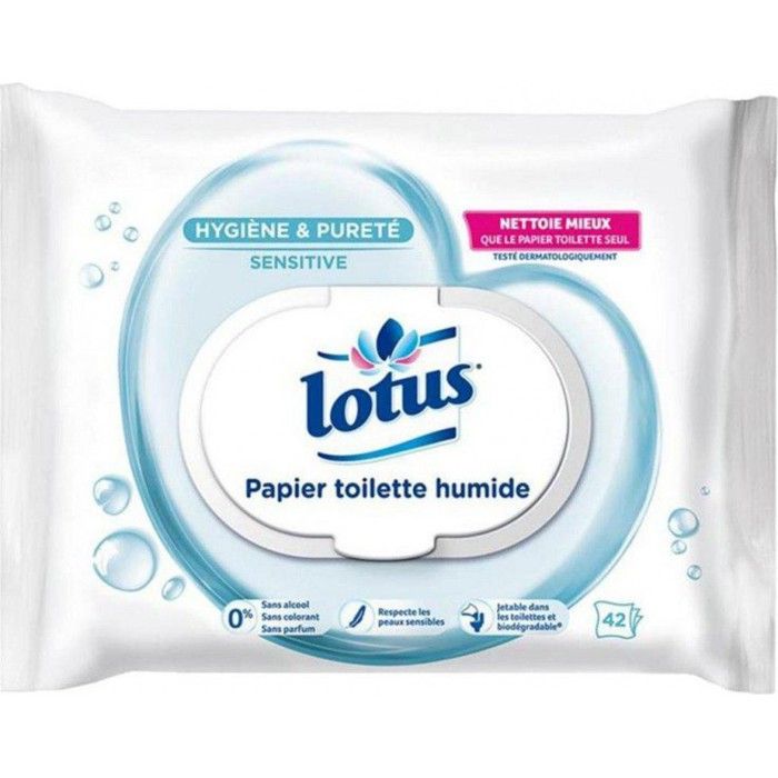 LOTUS Papier Toilette Pure - PH Humide - 42 feuilles
