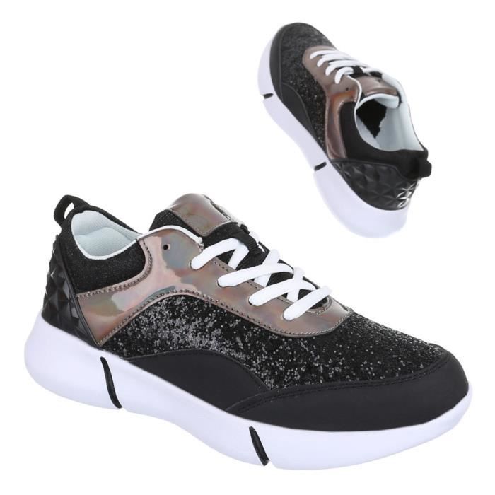 Basket Femmes Briller Sneakers Chaussures Noir rouge Zzxgw