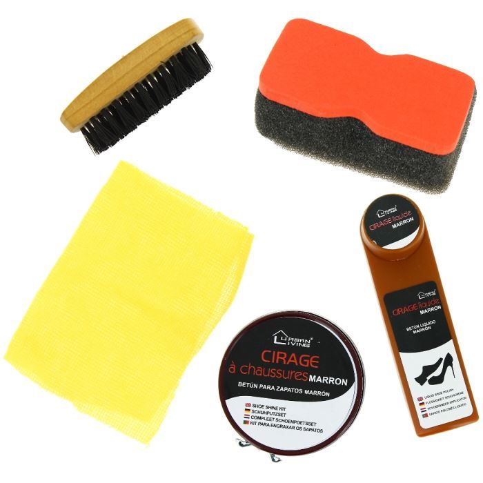 Kit Entretien Chaussure Cuir, Cirage Noir Incolore Comprend