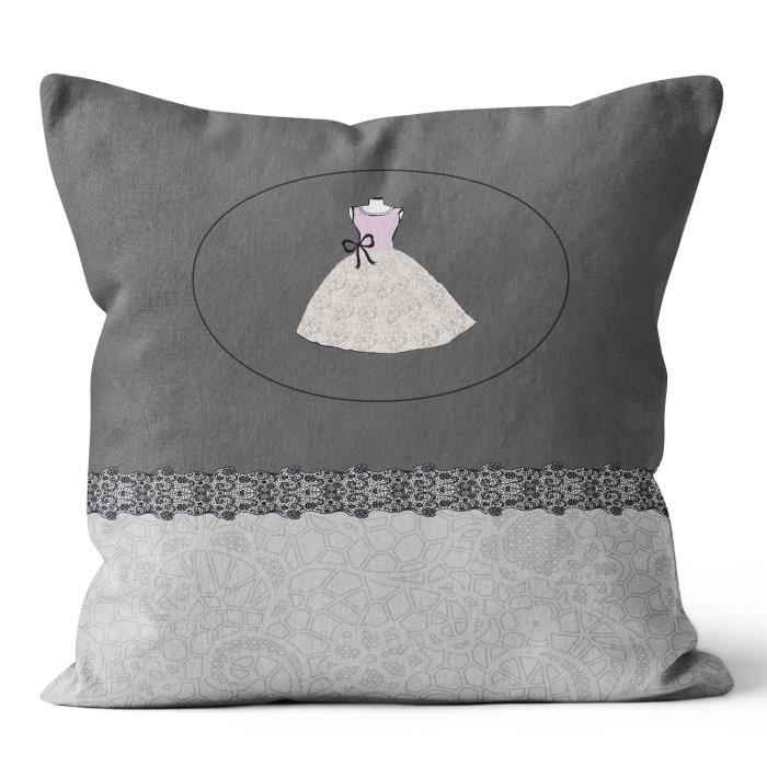 SOLEIL D' OCRE Coussin 100% coton ANAIS - Déhoussable - 40 x 40 cm - Gris