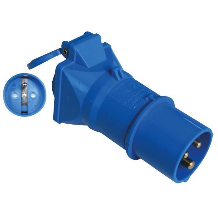 Adaptateur mâle CEE 17 - femelle type E - 200 V - 16 A