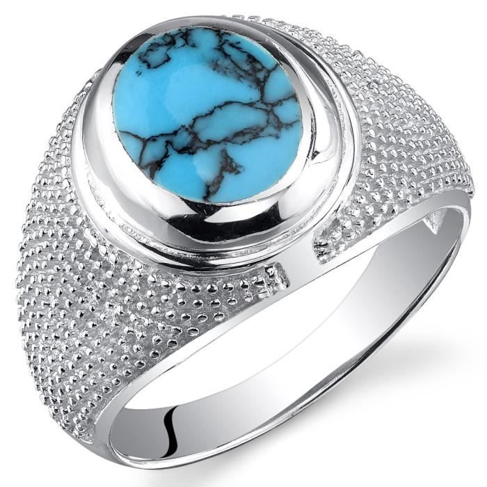 Bague - Homme -Argent- Turquoise - Achat / Vente bague - anneau Bague