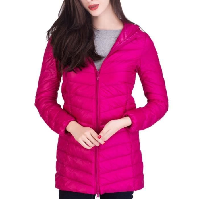 Mi Légère Canard Doudoune Duvet Longue De Hiver Nouveauté Rose Femme BUF88P