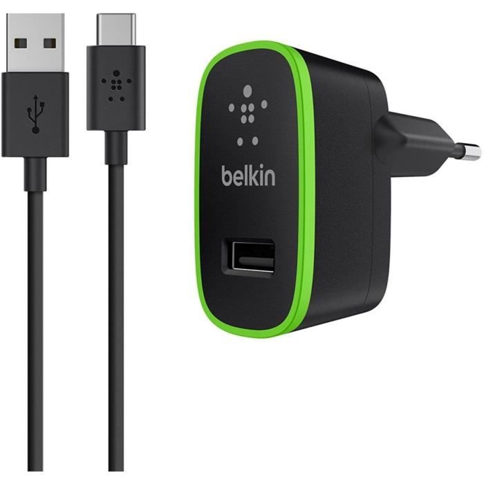 BELKIN Mini chargeur secteur 2,1A avec câbe USB-A vers USB-C - 1,2m
