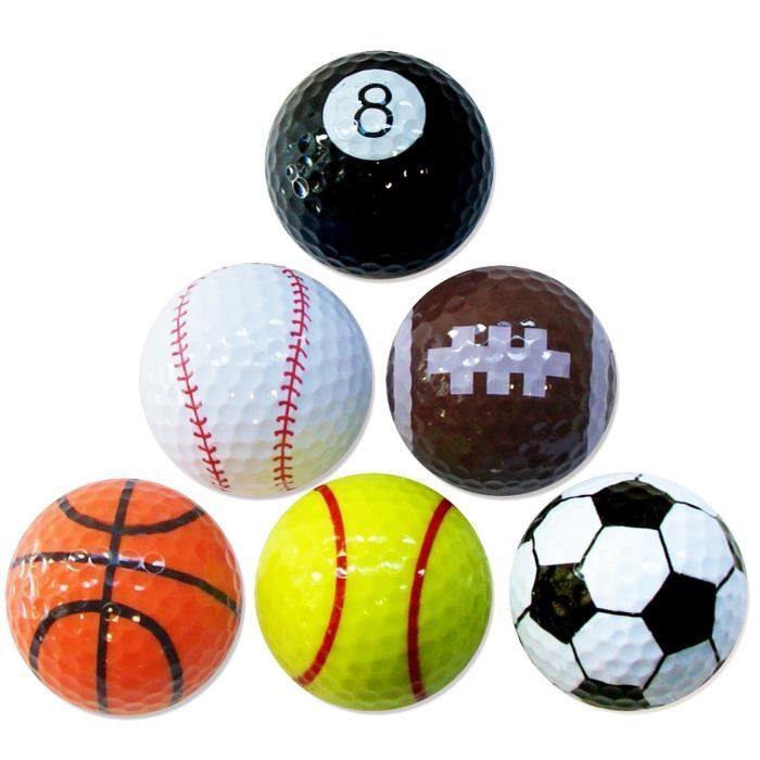 PGA TOUR Lot de 6 Balles de Golf Fantaisie - Multicolore