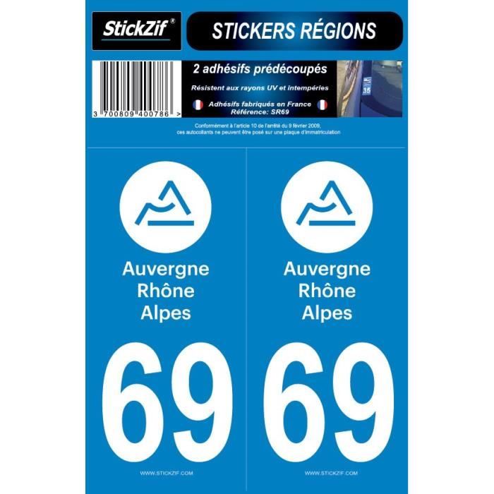 STICKZIF 2 Autocollants Région Département 69 SR69