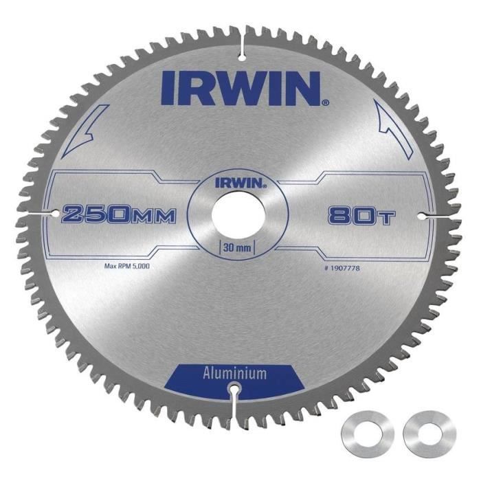IRWIN Lame de scie circulaire aluminium 250x30x25 mm 80dents