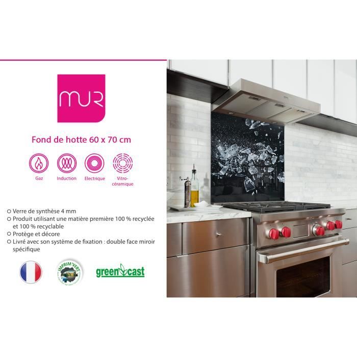 Fond de hotte "Eclats de glace" en Verre3