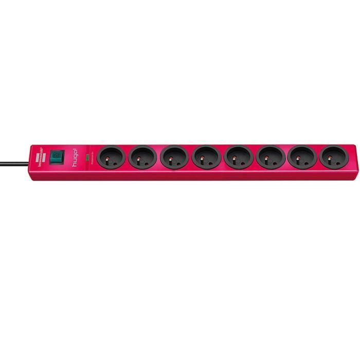 Brennenstuhl Hugo Socle Rallonge Multiprise Parasurtenseur Rouge 8 Prises 2m 19500A
