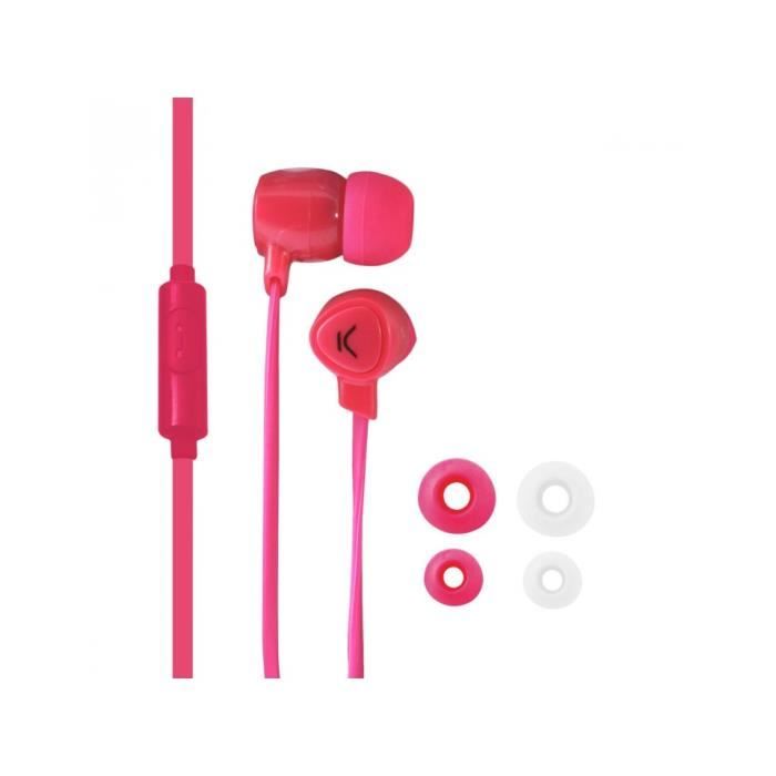 KSIX Go&Play Ecouteurs intra-auriculaire filaire avec micro intégré - Rose