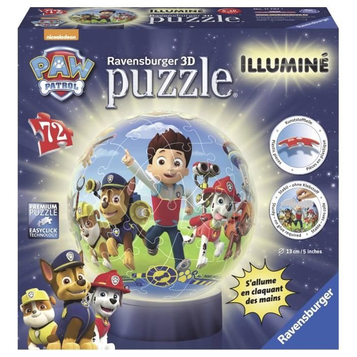 PAT'PATROUILLE Puzzle 3D Illuminé 72 pcs