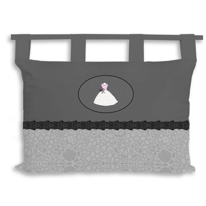 SOLEIL D' OCRE Tête de lit 100% coton ANAIS - 45 x 70 cm - Gris