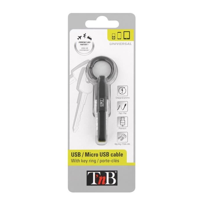 TNB Câble USB Micro USB porte-clés pour charge - Noir
