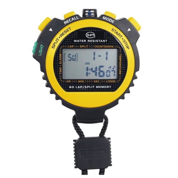 CHRONOMETRE PROFESSIONNEL DIGITAL – 2 lignes d'affichage 60 memoires