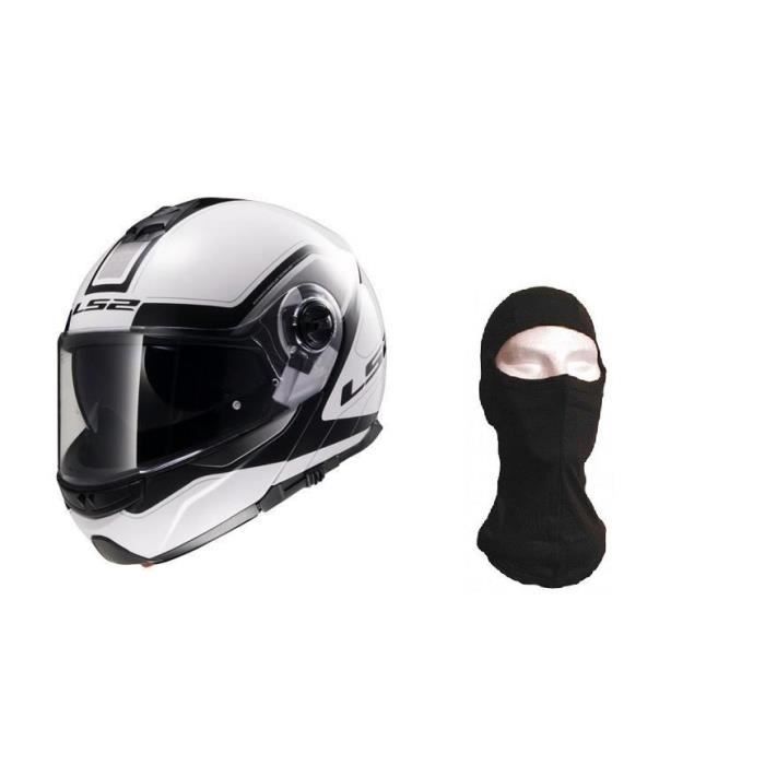 LS2 Casque Modulable Strob Civik + Cagoule - Noir Blanc