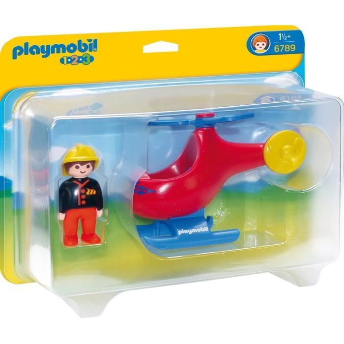 Playmobil 1.2.3 - Pompier avec Helicoptere - 6789