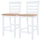 Magnifique Economique Chaise De Bar 2 Pcs Bois Blanc Et Beige