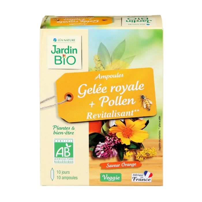 JARDIN BIO Ampoules gelée royale + pollen - Bio - 100 ml - Revitalisant