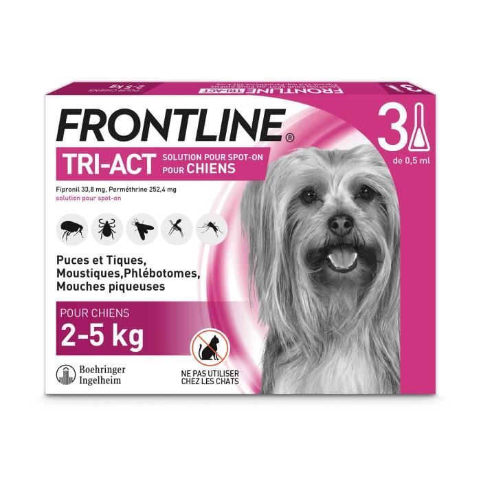Frontline Tri Act spot on chiens 2 - 5 kg 3 pipettes