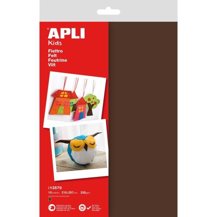 APLI Sachet de 10 feuilles de feutrine - Marron