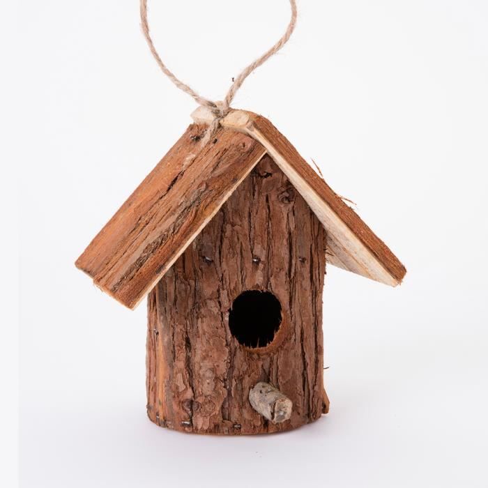 Relaxdays Cabane à Oiseaux Décorative En Bois De Sapin - Design Rustique Avec Jardinière - 41x15x15 Cm