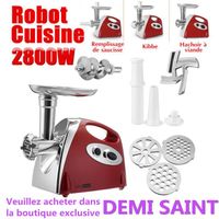 DEMI SAINT 3en1 Hachoir à Viande Electrique 2800W - Saucisse Remplissage Pâté à Viande - Robot Patisserie Cuisine Maison 220V