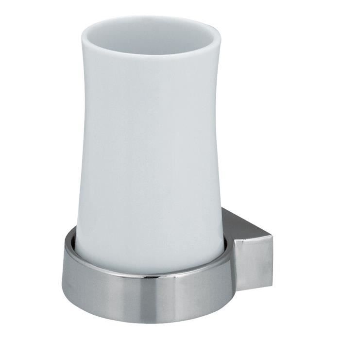 SPIRELLA Porte gobelet brosse à dents Sydney - 8x9,5x14,5 cm - Chromé Blanc