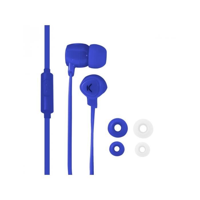 KSIX Go&Play Ecouteurs intra-auriculaire filaire avec micro intégré - Bleu
