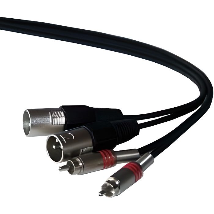 IBIZA SOUND CM5RX-2 Câble 2 RCA mâles métal avec ressort de protection vers 2 XLR mâle - 5m