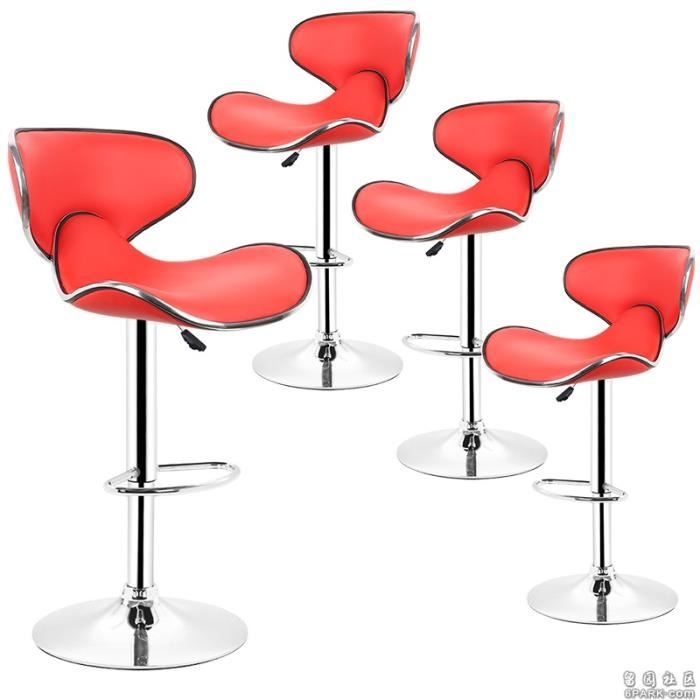 freestyle - lot de 4 tabouret de bar rouge avec dossier - style