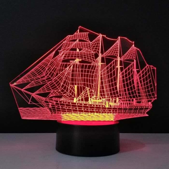 3d Acrylique Light Illusion Night Led Lumineuse De Le Optique Lampe Abajur Bateau Table Bureau Bulbaison OPukXTwZi