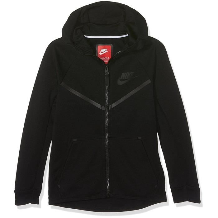 NIKE Sweatshirt Nsw Tch Flc Wr Hoodie Fz - Enfant garçon - Noir