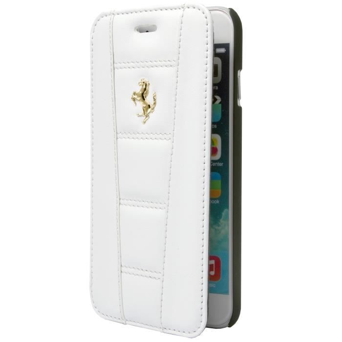 Ferrari étui Folio cuir blanc pour APPLE IPHONE 6+/6S+