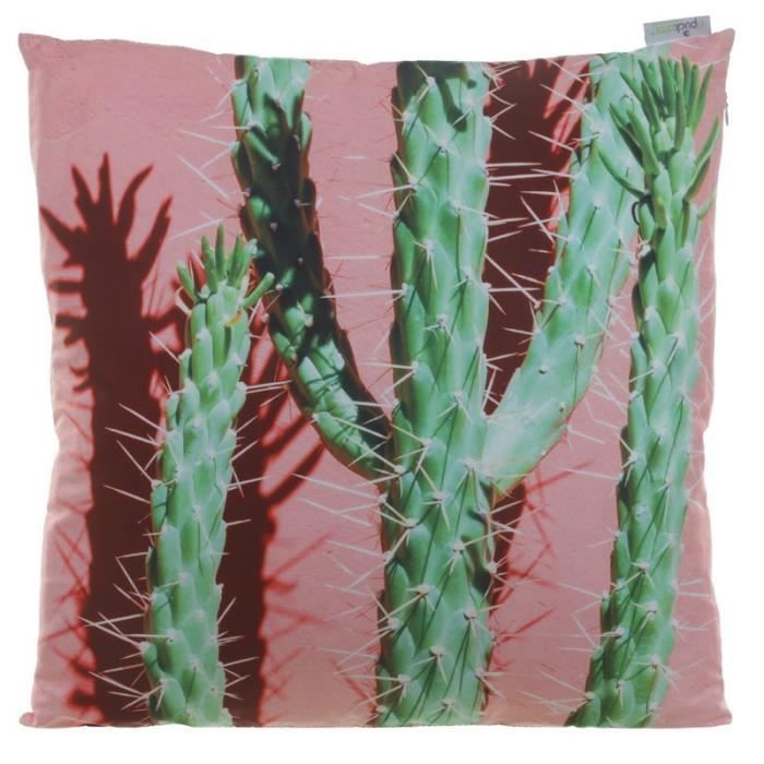 Coussin Cactus sur Fond Rose - 50x50cm