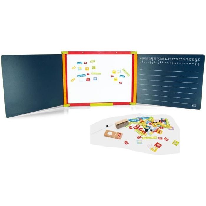 Tableau en bois Triptyque 3 faces 1 magnetique et 2 a craie