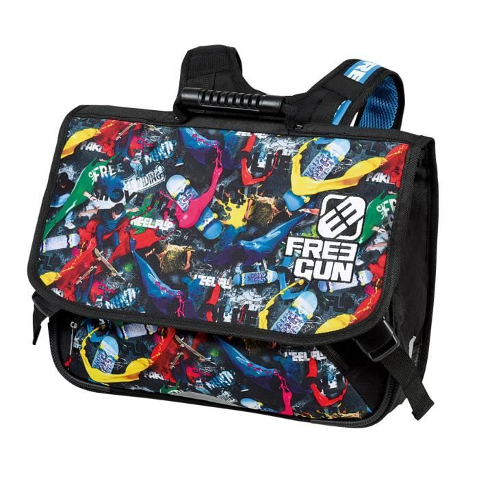 FREEGUN Cartable 2 compartiments - Primaire - Garçon - 41 cm - Noir