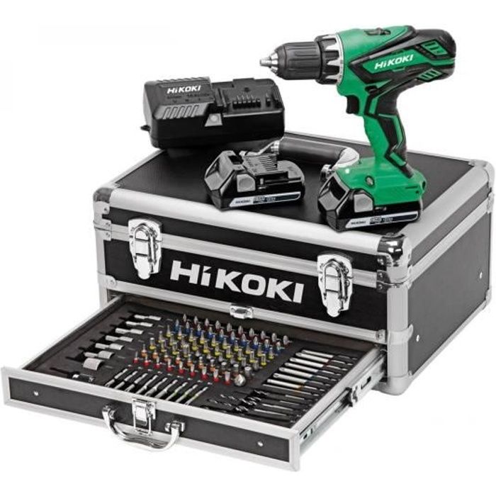 Perceuse visseuse HITACHI KC18DJLF 18 V 2 x 2.5 Ah + mallette 100 accessoires