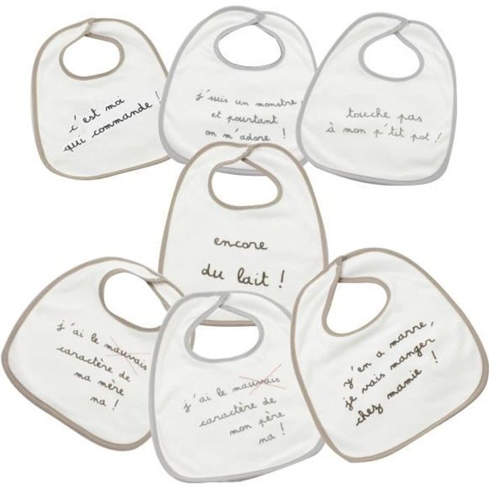 TROIS KILOS SEPT Lot de 7 bavoirs - C'est moi qui commande