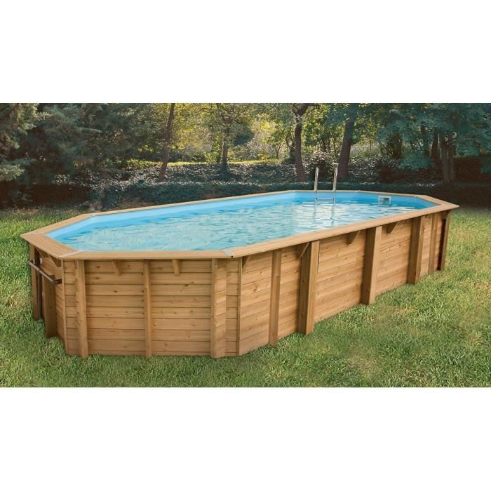 UBBINK Piscine ovale en bois Maldives 820x400x130cm - Liner bleu