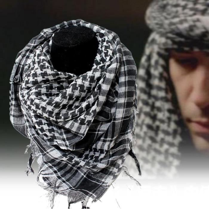 Keffieh Foulard arabe pour homme ou pour femme 100 coton Noir et blanc Femme Accessoires