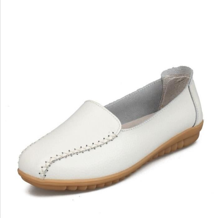 Blanc rouge Mocassin Talon Cht Leger Chaussure Femmes xz049blanc39 jaune noir Plat Fqx8w05q