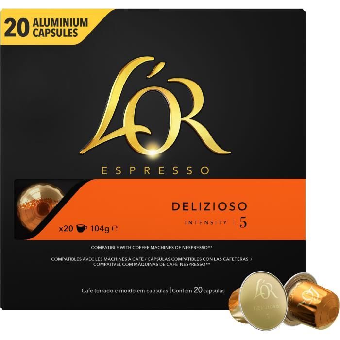 L'Or Espresso Delizioso intensité 5 café en capsules en aluminium x20 -104g