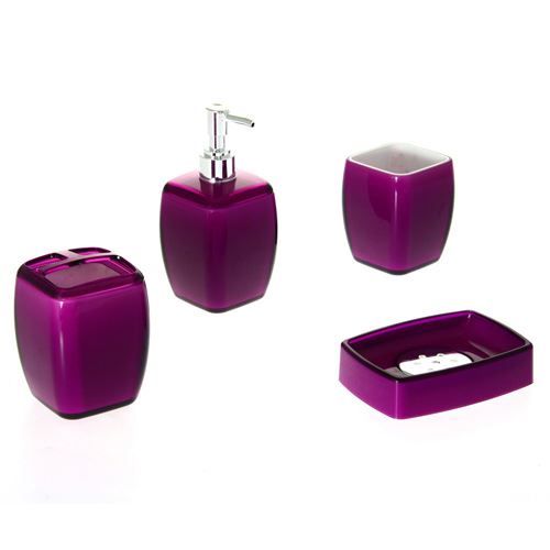 Set Salle De Bain 3 Pièces En Verre Gris – Distributeur Savon, Verre Et Boîte, Style Glamour Et Pratique