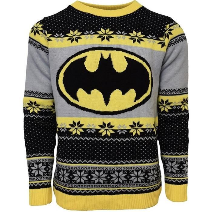 Pull de Noël Batman : Logo Batman - Noir & Jaune