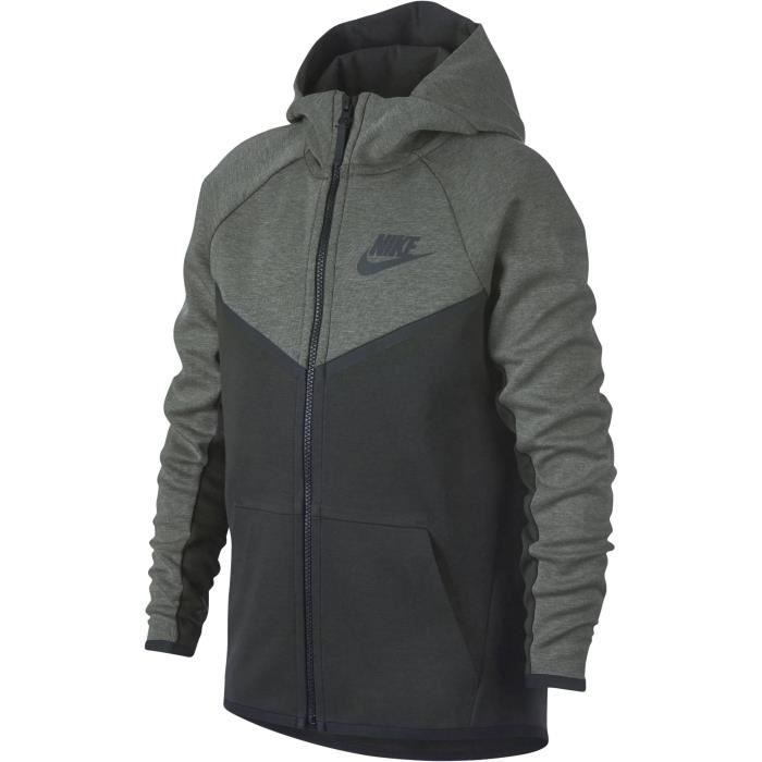 NIKE Sweatshirt Nsw Tch Flc Wr Hoodie Fz - Enfant garçon - Gris