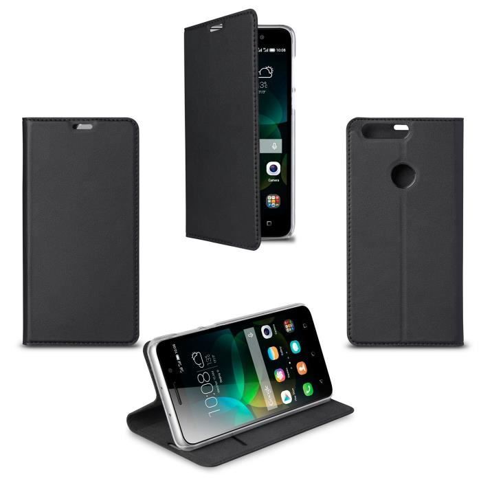 SWISS CHARGER Etui folio case/stand transparent pour Honor 8 noir