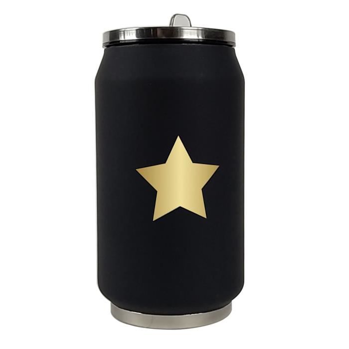 YOKO DESIGN Canette isotherme double paroi 260ml Star noir étoile dorée