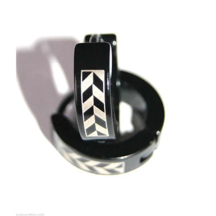 2 Boucle D Oreille Homme Signification Boucles d'oreilles homme CREOLE ANNEAU ACIER 316L INOXYDABLE NOIR