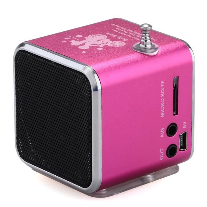 Mini Speaker MP3 SD USB Radio 4Gb Rose lecteur mp3