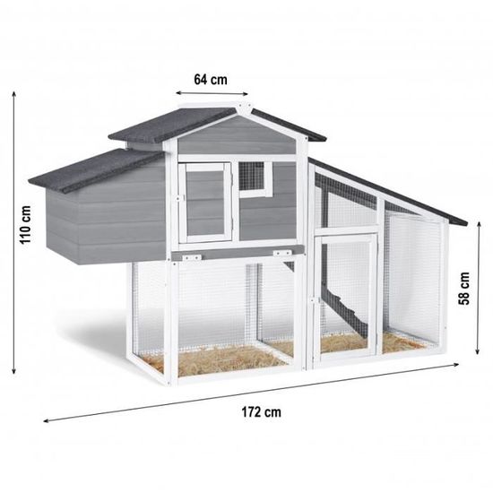 Poulailler Comfort Gris Avec Pondoir En Bois